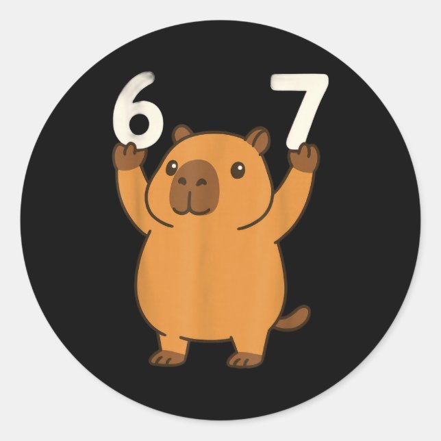 Adesivo Redondo Capybara 67 Meme Six Seven Funny  (Frente)
