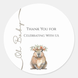 Adesivo Redondo Capybara Baby Shower • Oh Baby Wildflower