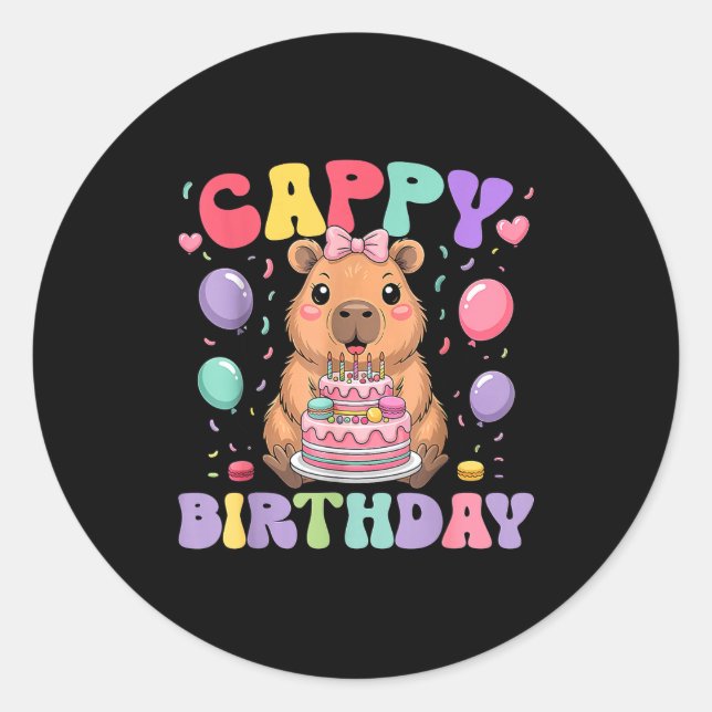 Adesivo Redondo Capybara Birthday Girls Funny Birthday Kids Boys G (Frente)