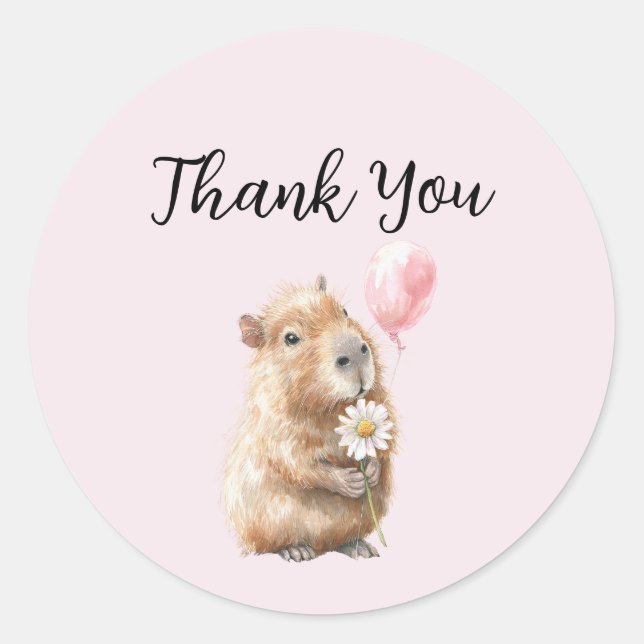 Adesivo Redondo Capybara Birthday Thank You (Frente)