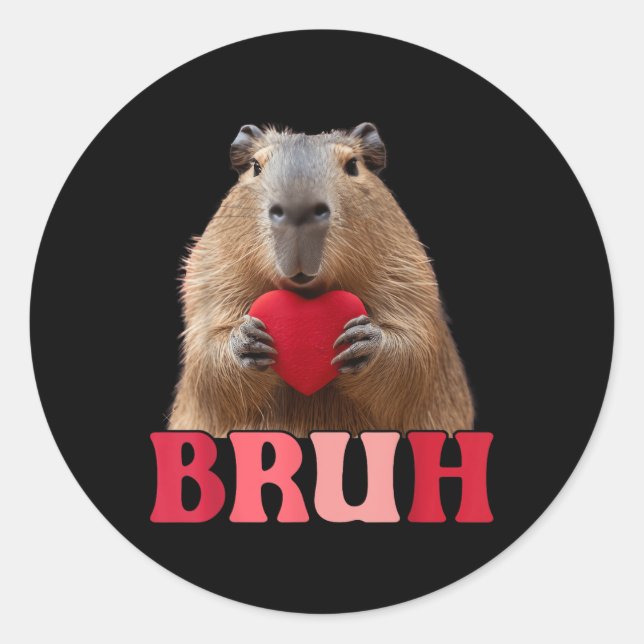 Adesivo Redondo Capybara Bruh Meme Engraçado Dizendo Adoltos Valen (Frente)