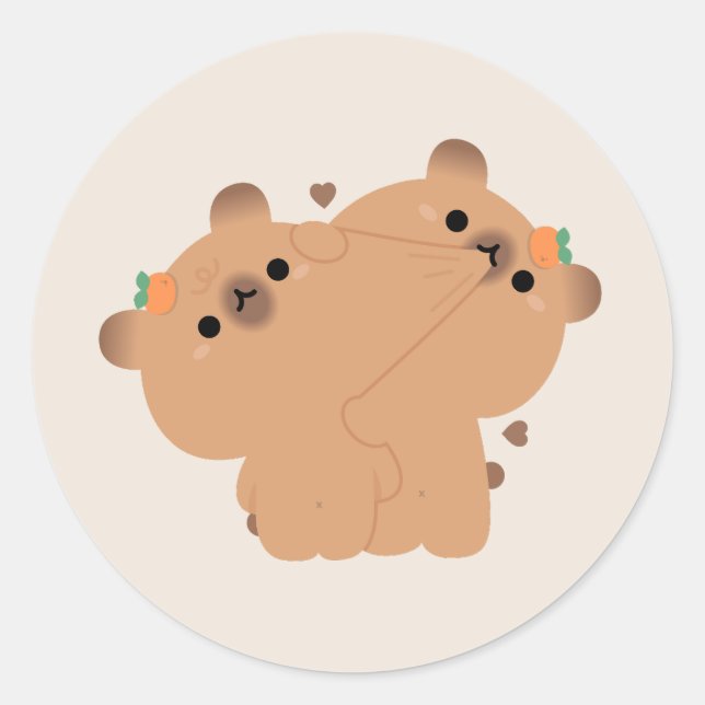 Adesivo Redondo Capybara Casal (Frente)