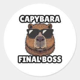 Adesivo Redondo Capybara Final Boss Art Sticker