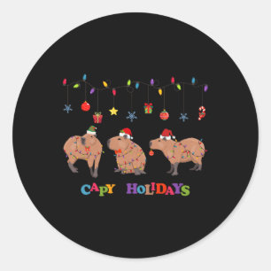 Adesivo Redondo Capybara Merry Christmas