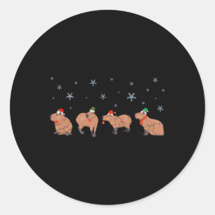 Adesivo Redondo Capybara Merry Christmas Capybaras Lover Funny Bon
