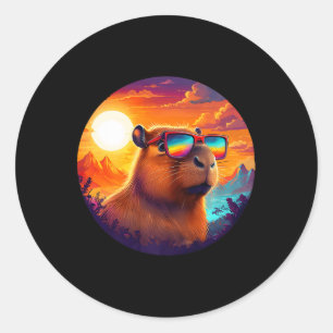 Adesivo Redondo Capybara Mountain Nature Animal Willife Forest Ou