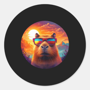 Adesivo Redondo Capybara Mountain Nature Animal Willife Forest Ou