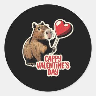Adesivo Redondo Capybara Namorados, Cappy Dia de os namorados, Cap
