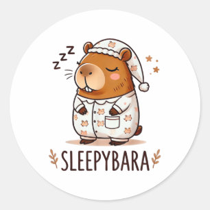 Adesivo Redondo Capybara Oficial do Sono Pijamas Nightgown Sleepyb
