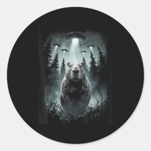 Adesivo Redondo Capybara Selfie Com Alienígena Ufo Funny Capybara 