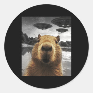 Adesivo Redondo Capybara Selfie Funny Xmas Animal Graphic Capybara