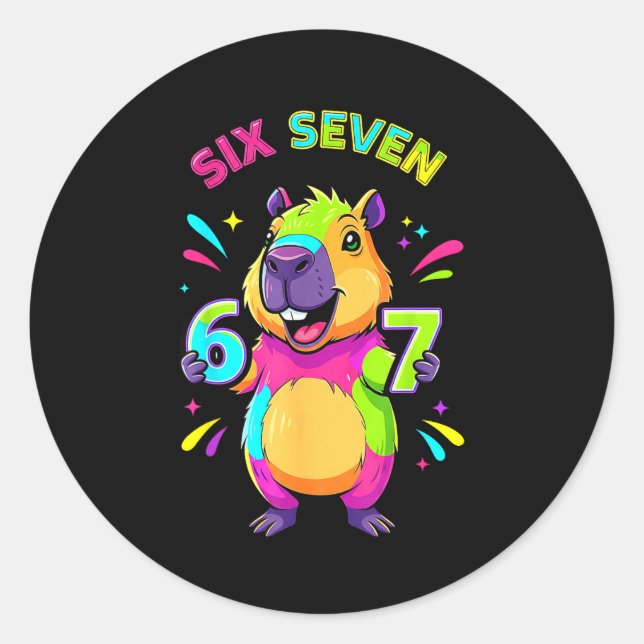 Adesivo Redondo Capybara Seven Six 67 Cartoon Lover (Frente)