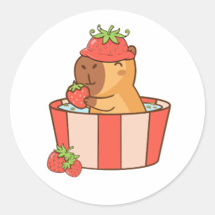 Adesivo Redondo Capybara Stickers   Bastões de animais bonitos par