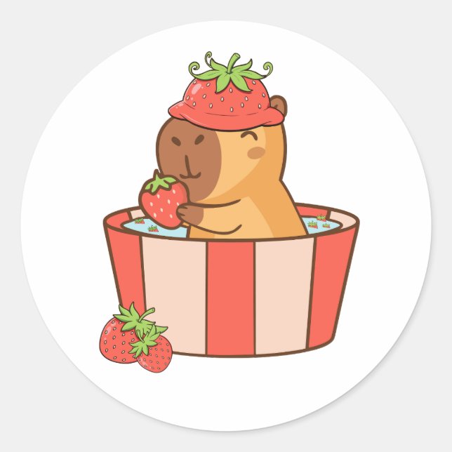 Adesivo Redondo Capybara Stickers | Bastões de animais bonitos par (Frente)