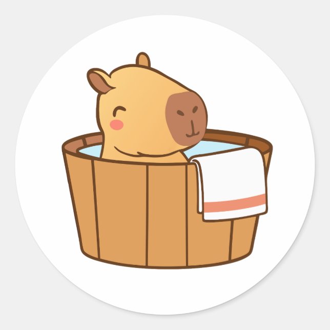 Adesivo Redondo Capybara Stickers | Bastões de animais bonitos par (Frente)