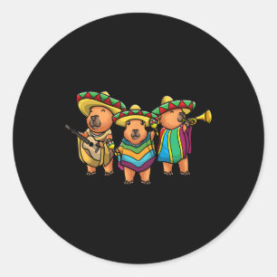 Adesivo Redondo Capybyra Cinco De Mayo Músico Bynd Mexicano Crianç