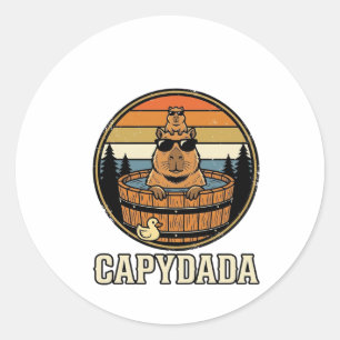 Adesivo Redondo Capydada Capivara Pai Retro Banheira de Hidromassa