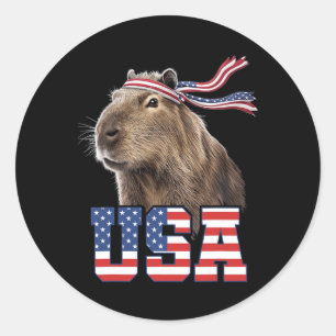 Adesivo Redondo Capyra Usa Bandeira Patriótica Americana Homens Mu