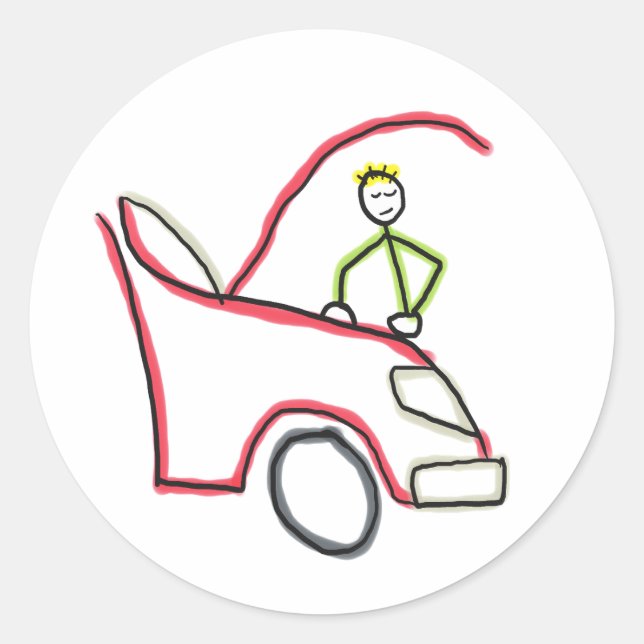 Adesivo Redondo Car Mechanic Stickman (Frente)