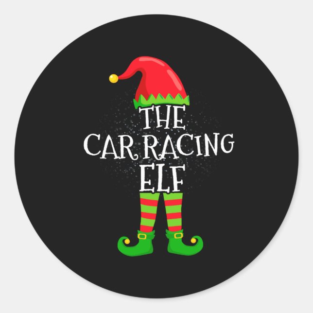 Adesivo Redondo Car Racing Elf Family Matching Christmas Group  (Frente)