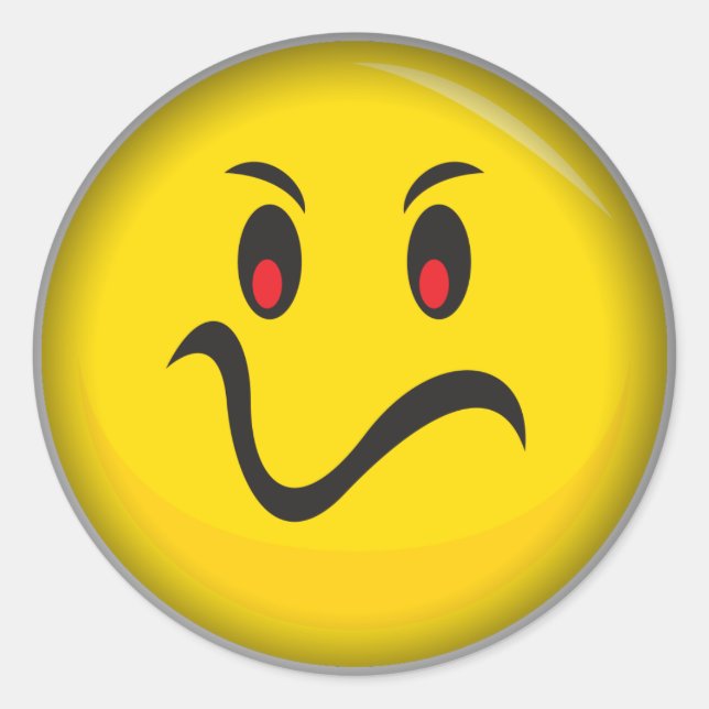 Adesivo Redondo Cara amarela que é irritada (Frente)