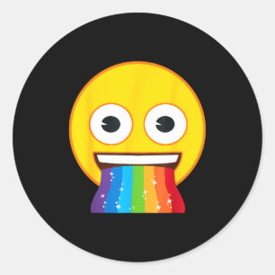 Adesivo Redondo Cara Amarela Sorriso Boca Arco-íris Emoji Oficial