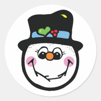Adesivo Redondo cara bonitinha de neve
