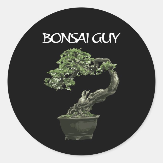 Adesivo Redondo Cara Bonsai citação engraçada para amantes bonsai (Frente)