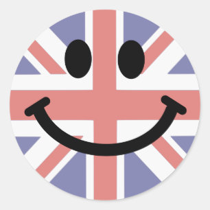 Adesivo Redondo Cara britânica da bandeira