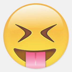 Adesivo Redondo Cara com a língua para fora colada & firmemente o