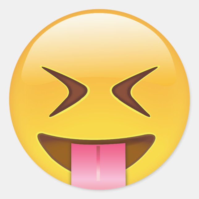Adesivo Redondo Cara com a língua para fora colada & firmemente os (Frente)