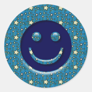ADESIVO REDONDO CARA COM ESTRELAS