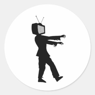 Adesivo Redondo Cara da TV Zombie por Chillee Wilson