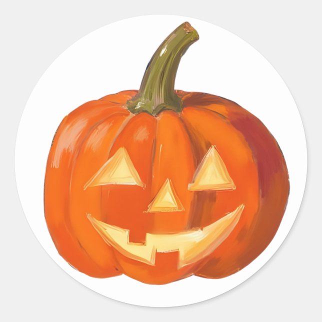 Adesivo Redondo Cara de Abóbora Pintada (Frente)