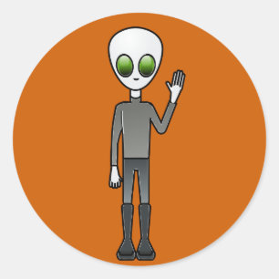 Adesivo Redondo Cara de Alien