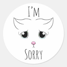 Adesivo Redondo Cara de Gato Triste: Desculpe