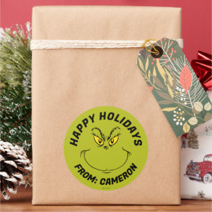 Adesivo Redondo Cara de Grinch Feliz Natal