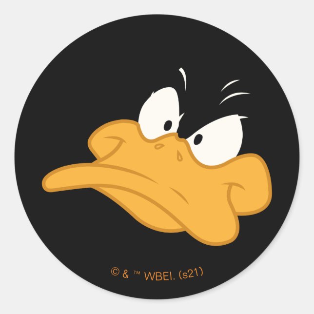 Adesivo Redondo Cara de raiva do DAFFY DUCK™ (Frente)