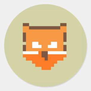 Adesivo Redondo Cara de raposa pixelada fofa