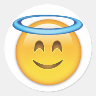 Adesivo Redondo Cara de sorriso com halo Emoji