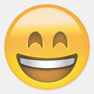 Adesivo Redondo Cara de sorriso de Emoji com os olhos de sorriso