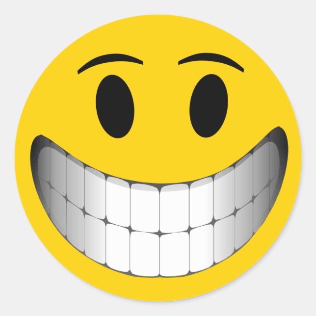 Adesivo Redondo Cara de Sorriso Grande Amarelo (Frente)
