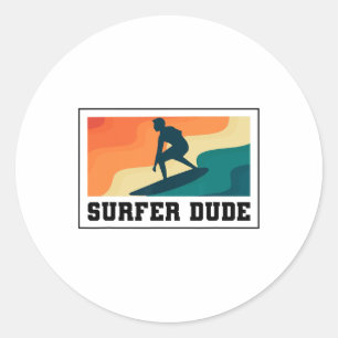 Adesivo Redondo Cara de Surfista Surfando
