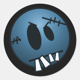 ADESIVO REDONDO CARA DE ZOMBIECON - AZUL