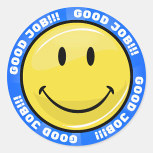 Adesivo Redondo Cara feliz amarela clássica