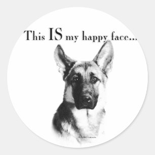 Adesivo Redondo Cara feliz do german shepherd