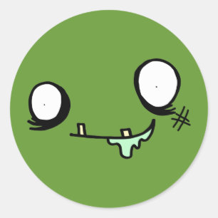 Adesivo Redondo Cara feliz do zombi