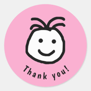 Adesivo Redondo Cara Feliz E Bonita, Obrigado Rosa