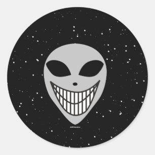 Adesivo Redondo Cara feliz feliz da ficção científica da raça