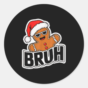 Adesivo Redondo Cara Funny Natal Homem de Biscoito Gengibre Adoles